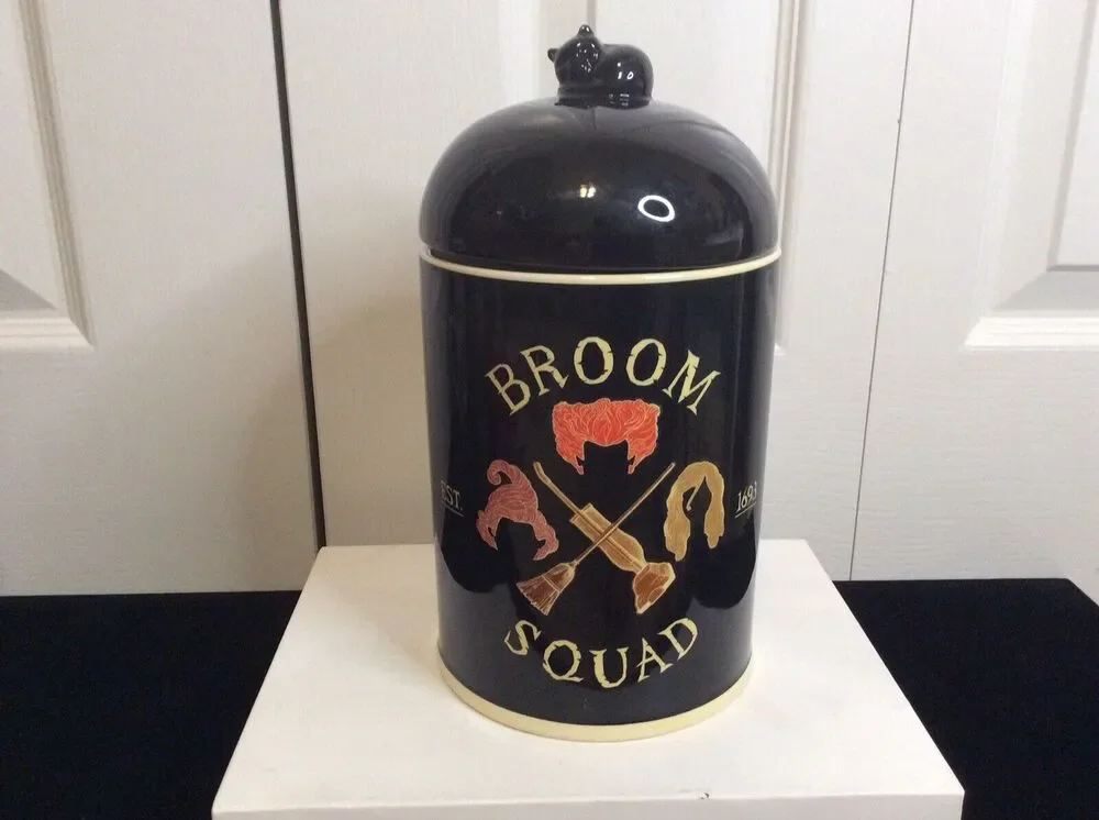 NEW DISNEY HOCUS POCUS BROOM SQUAD HALLOWEEN BLACK DECORATIVE CANISTER